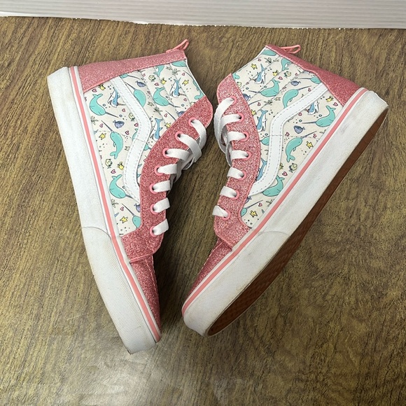 Vans Sk8-Hi Narwhal Shark Party Hi Tops Pink Glitter Sneakers Size 5.5 - Picture 10 of 16